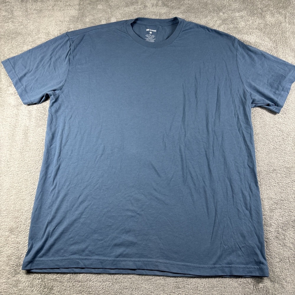 True Classic Men's Blue Crew Neck Short Sleeve T-Shirt XL Cotton/Poly